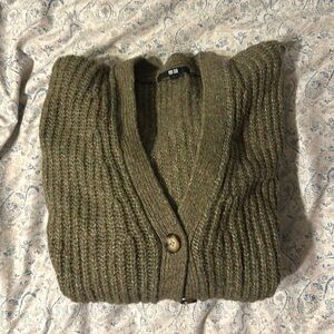 UNIQLO Woven Green Cardigan